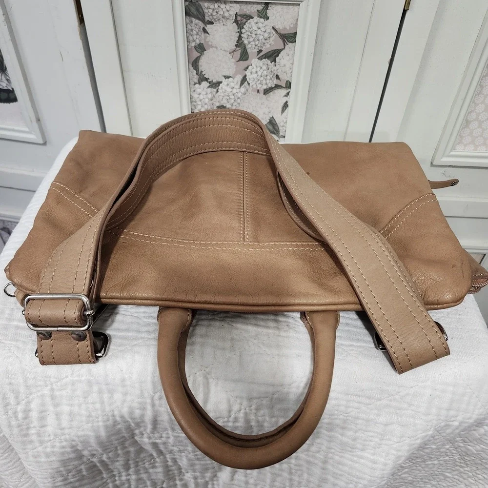 Maurizio Taiuti Brown Leather Convertible Foldover Messenger Bag Made In Italy